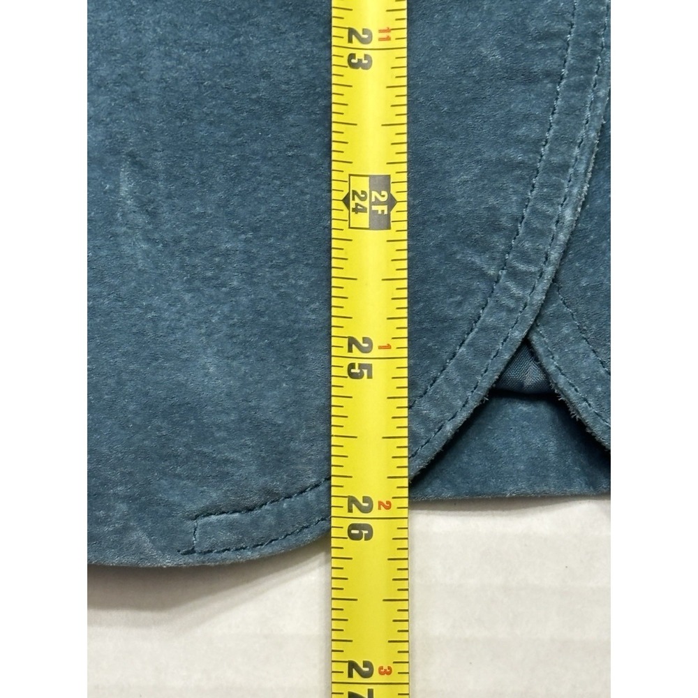 Vintage St Johns Bay Suede Jacket Womens L Blue Teal Blazer Button Front Coat - Picture 6 of 10